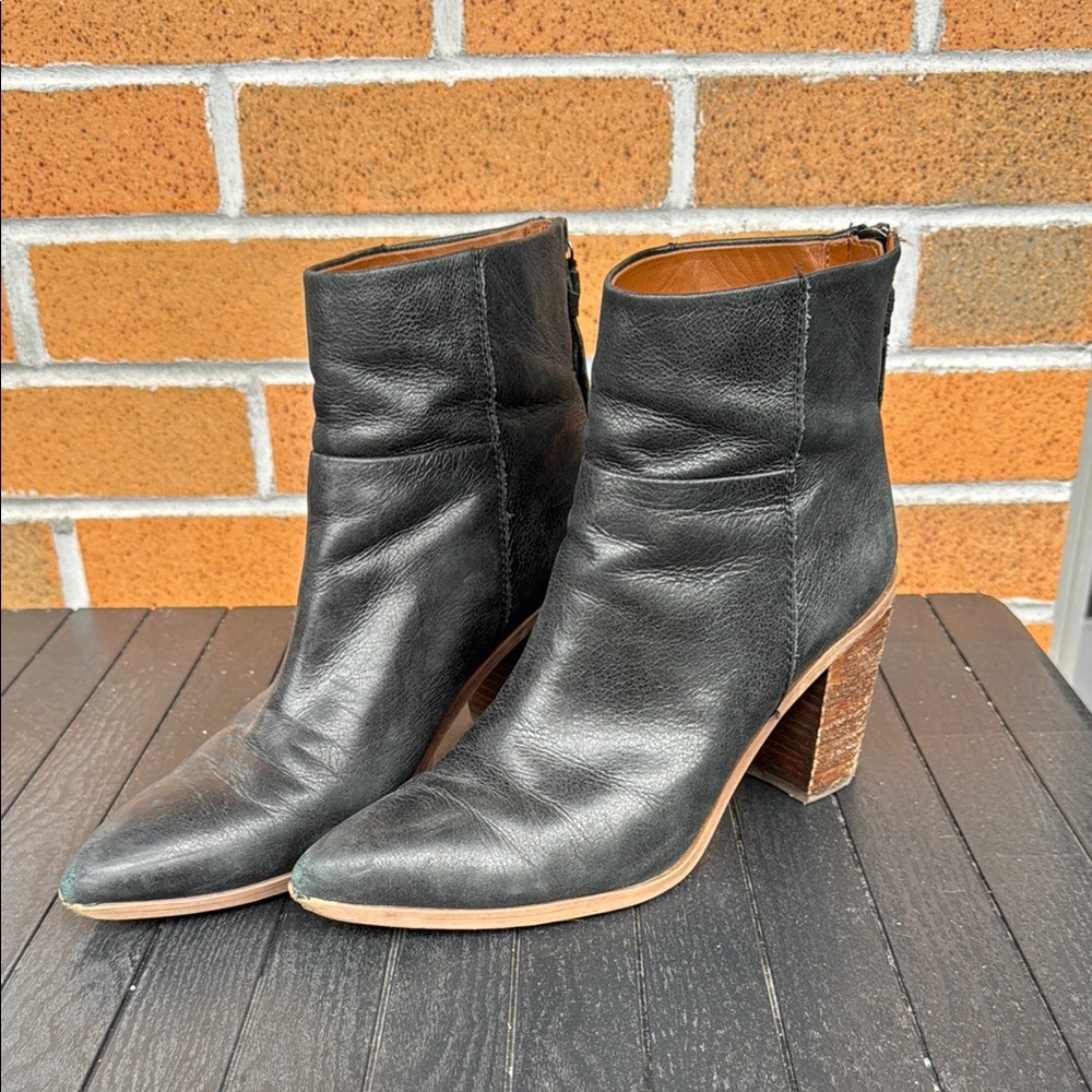 Black Leather Ankle Boots